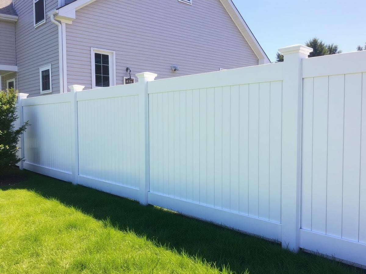 White vinyl fence beside a residential property